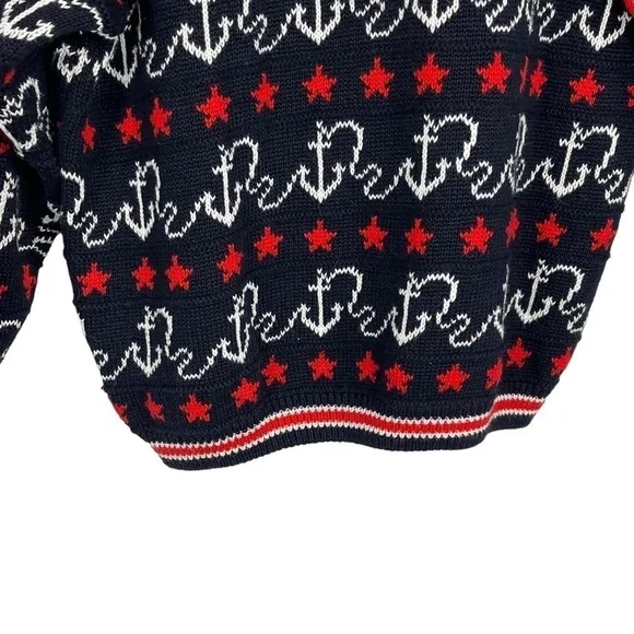 VINTAGE CHAUS SPORT NAUTICAL ANCHOR CREW NECK DROP SHOULDER CREW NECK SWEATER - Picture 8 of 14